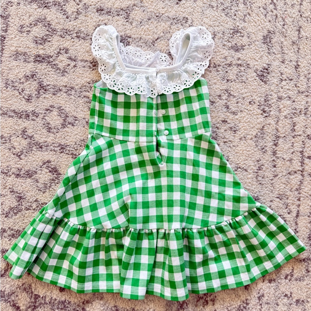 Janie and Jack Green Gingham Eyelet Ruffle Ponte Dress Toddler Size 4 - Picture 8 of 9